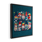 I gnome you // dark teal background little happy and lovely gnomes with rainbows vivid red hearts Framed Canvas Print Gallery Image 2
