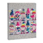 I gnome you // grey background little happy and lovely gnomes with rainbows fuchsia pink hearts Canvas Print Gallery Image 8