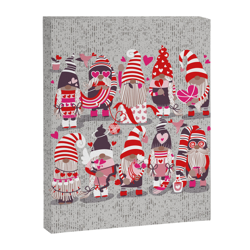 I gnome you more // grey background red and pink Valentine's Day gnomes and motifs Canvas Print Gallery Image 8