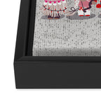 I gnome you more // grey background red and pink Valentine's Day gnomes and motifs Framed Canvas Print Gallery Image 3