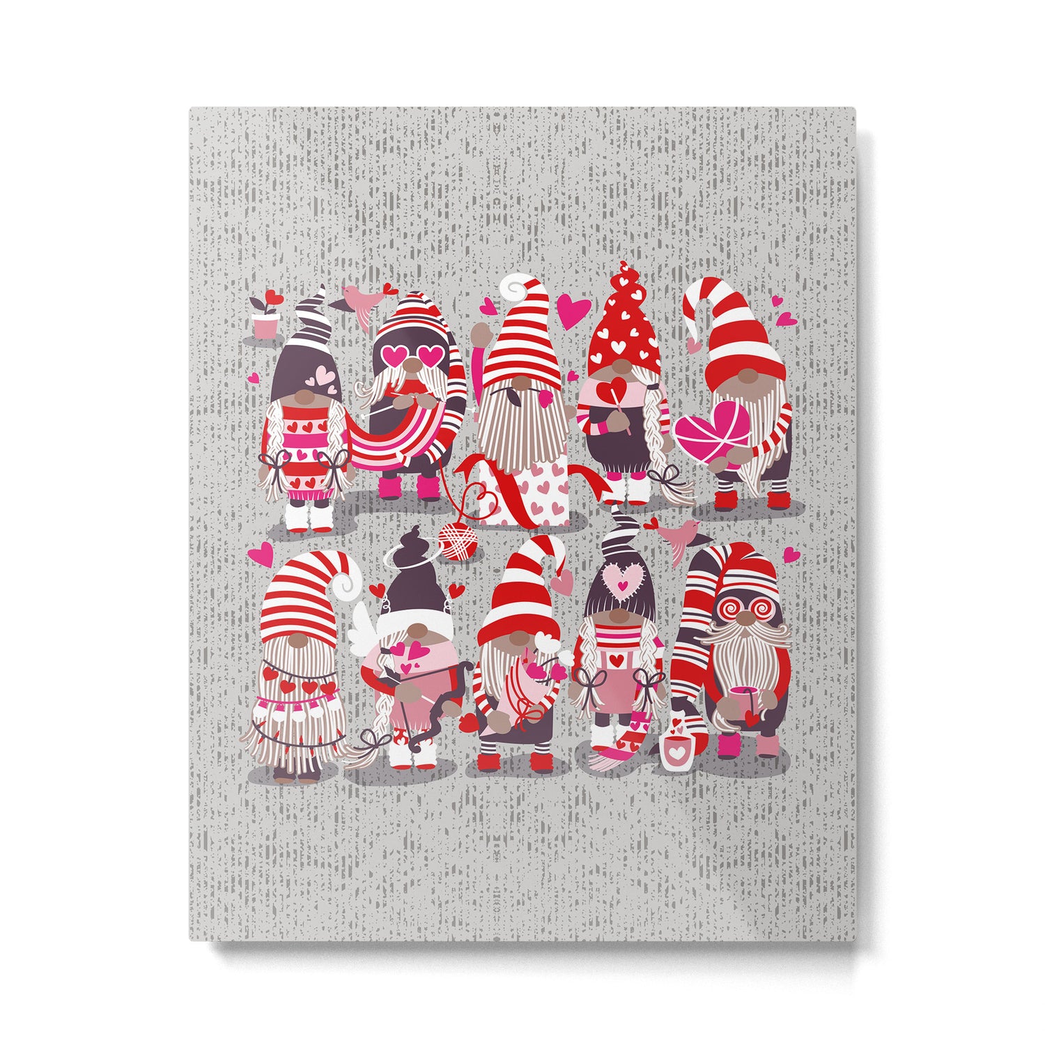 I gnome you more // grey background red and pink Valentine's Day gnomes and motifs Metal Print Gallery Image 6