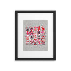 I gnome you more // grey background red and pink Valentine's Day gnomes and motifs Framed Art Print Gallery Image 6