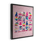 I gnome you // pastel pink background little happy and lovely gnomes with rainbows fuchsia pink hearts Framed Canvas Print Gallery Image 2