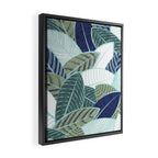 Leaf wall // navy blue pine and sage green leaves mint lines Framed Canvas Print Gallery Image 2