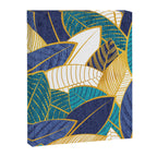 Leaf wall // navy blue royal blue and teal leaves golden lines Canvas Print Gallery Image 8