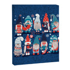 Let it gnome // blue background little Santa's helpers preparing for Christmas neon red classic oxford and pastel blue dressed gnomes Canvas Print Gallery Image 8