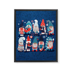 Let it gnome // blue background little Santa's helpers preparing for Christmas neon red classic oxford and pastel blue dressed gnomes Framed Canvas Print Gallery Image 8