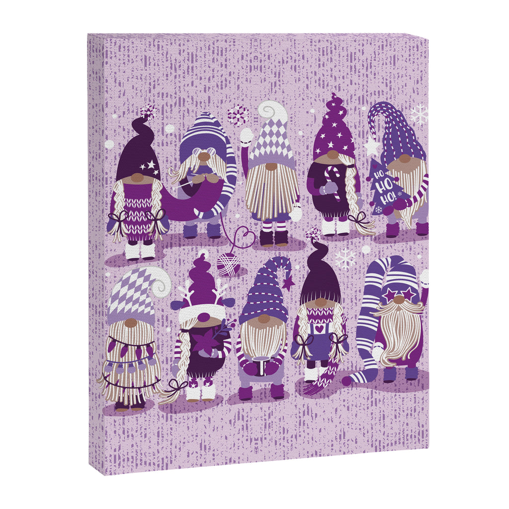 Let it gnome // monochromatic violet little Santa's helpers preparing for Christmas Canvas Print Gallery Image 8