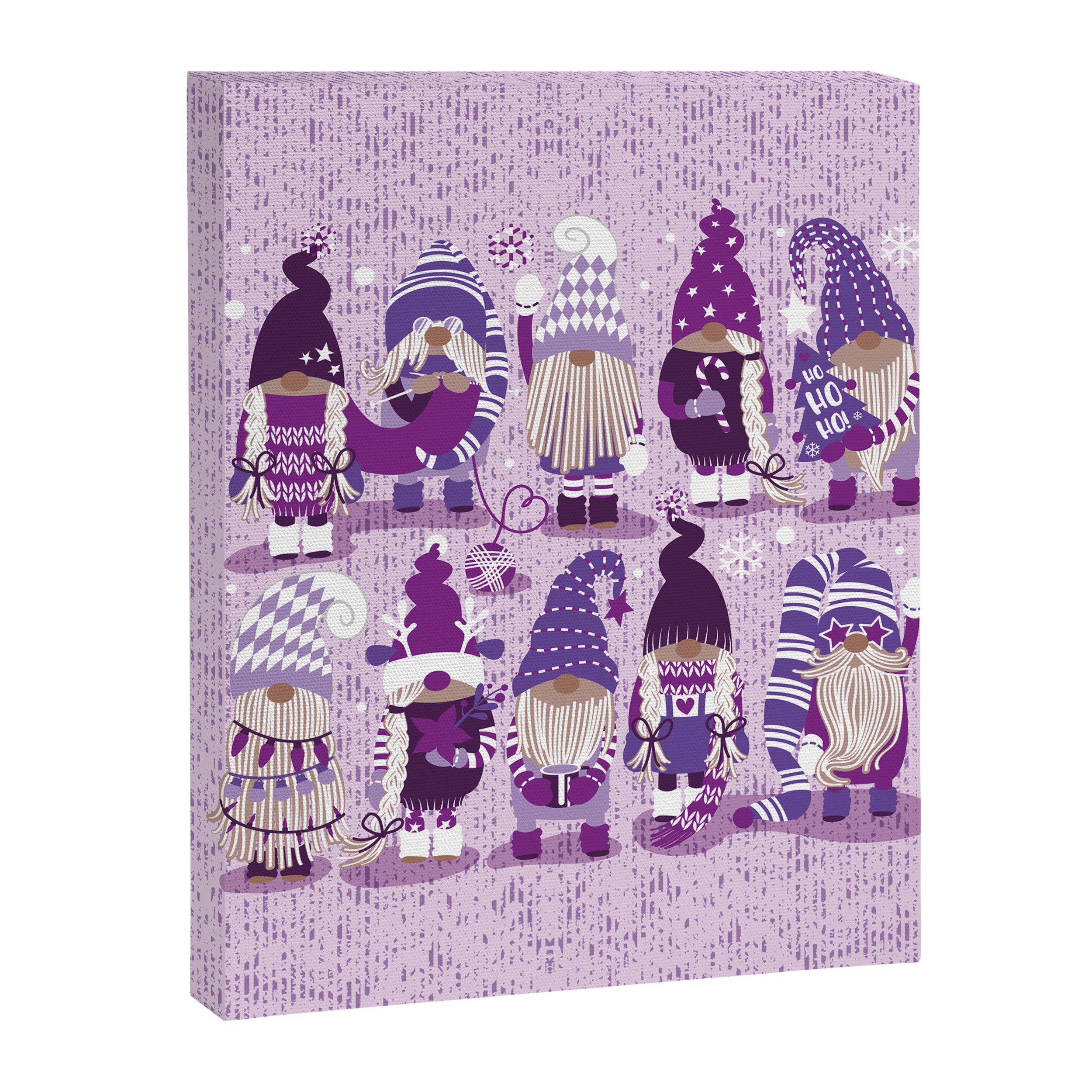 Let it gnome // monochromatic violet little Santa's helpers preparing for Christmas Canvas Print Gallery Image 8