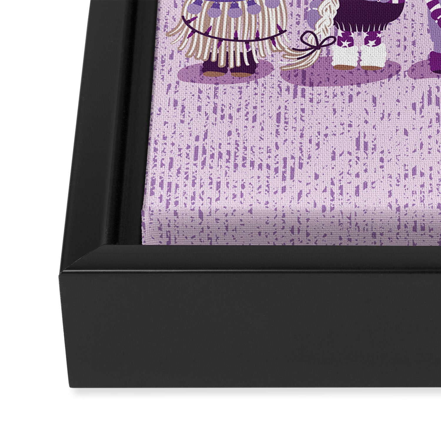 Let it gnome // monochromatic violet little Santa's helpers preparing for Christmas Framed Canvas Print Gallery Image 3