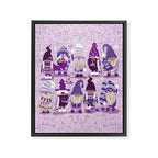 Let it gnome // monochromatic violet little Santa's helpers preparing for Christmas Framed Canvas Print Gallery Image 8