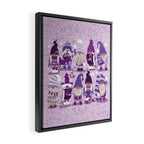 Let it gnome // monochromatic violet little Santa's helpers preparing for Christmas Framed Canvas Print Gallery Image 2