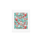 Mele Kalikimaka Hawaiian Christmas gingerbread cookies // aqua background Art Print Gallery Image 1