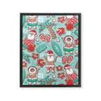 Mele Kalikimaka Hawaiian Christmas gingerbread cookies // aqua background Framed Canvas Print Gallery Image 6