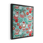 Mele Kalikimaka Hawaiian Christmas gingerbread cookies // aqua background Framed Canvas Print Gallery Image 2