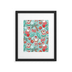 Mele Kalikimaka Hawaiian Christmas gingerbread cookies // aqua background Framed Art Print Gallery Image 5