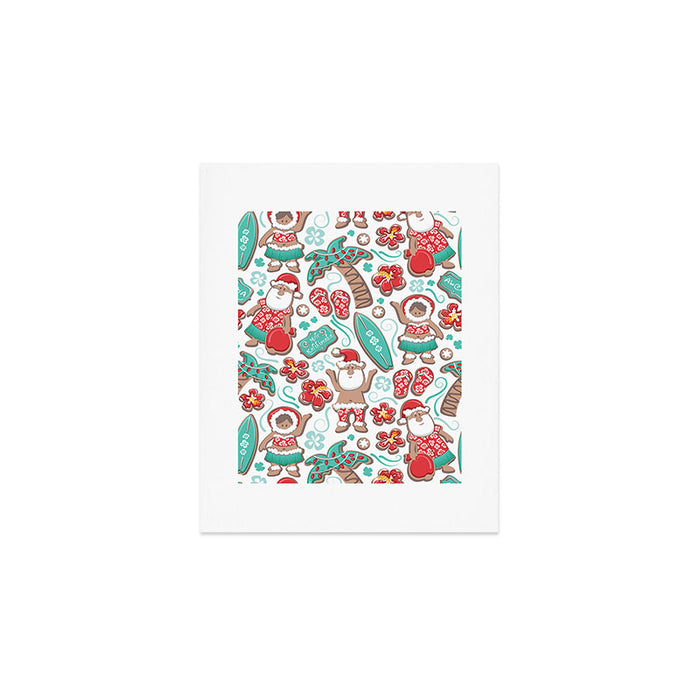 Mele Kalikimaka Hawaiian Christmas gingerbread cookies // white background Art Print Gallery Image 1