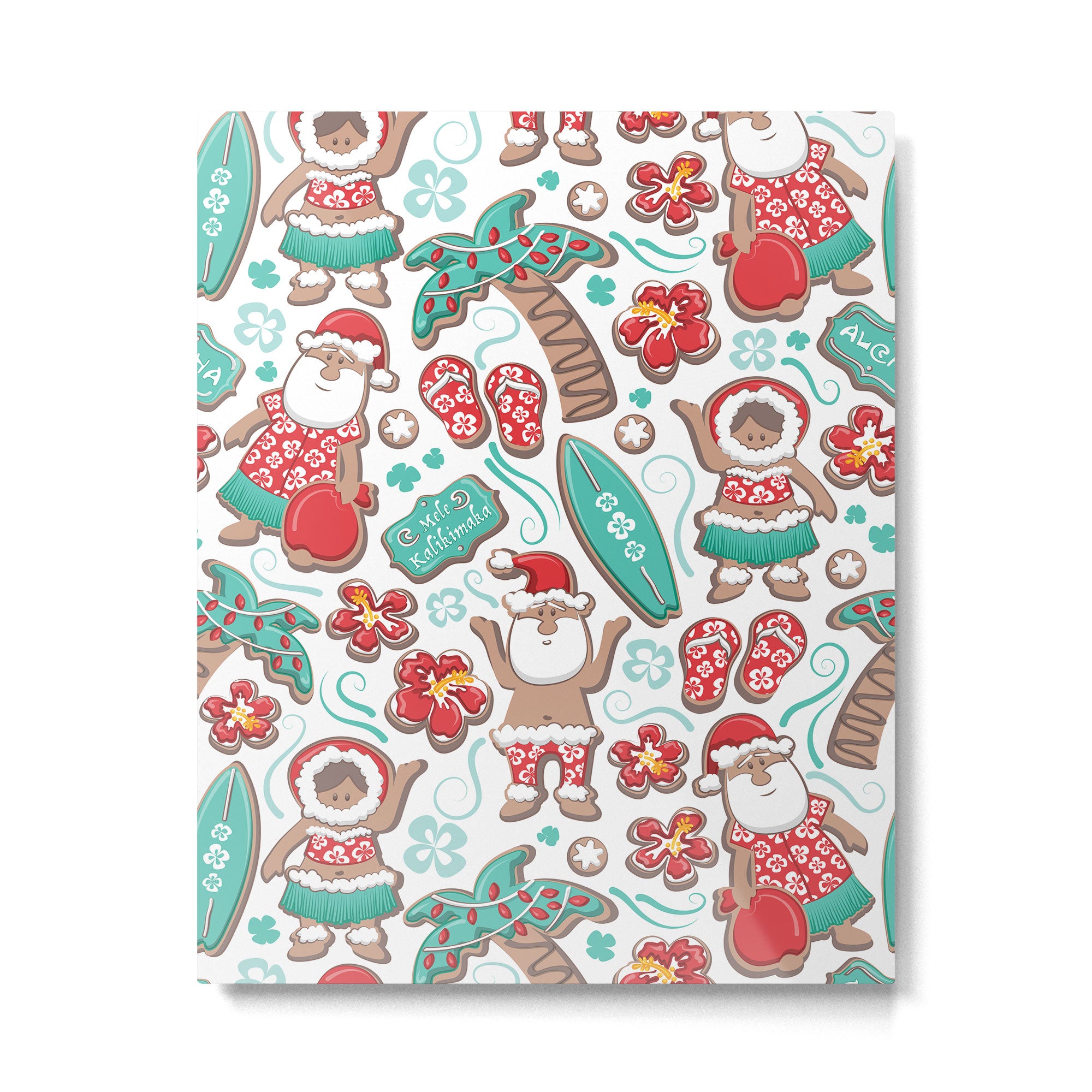 Mele Kalikimaka Hawaiian Christmas gingerbread cookies // white background Metal Print Gallery Image 4
