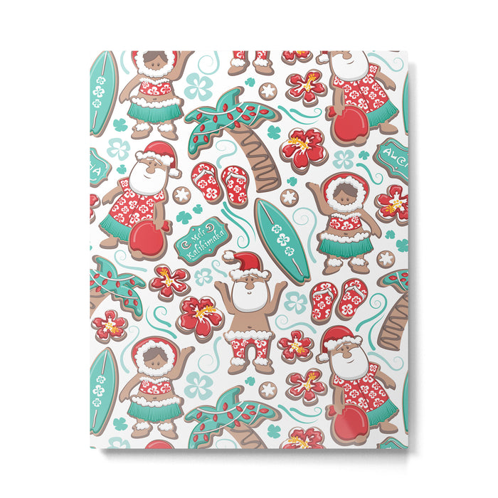 Mele Kalikimaka Hawaiian Christmas gingerbread cookies // white background Metal Print Gallery Image 1