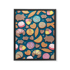 Mexican Sweet Bakery Frenzy // turquoise background // pastel colors pan dulce Framed Canvas Print Gallery Image 8