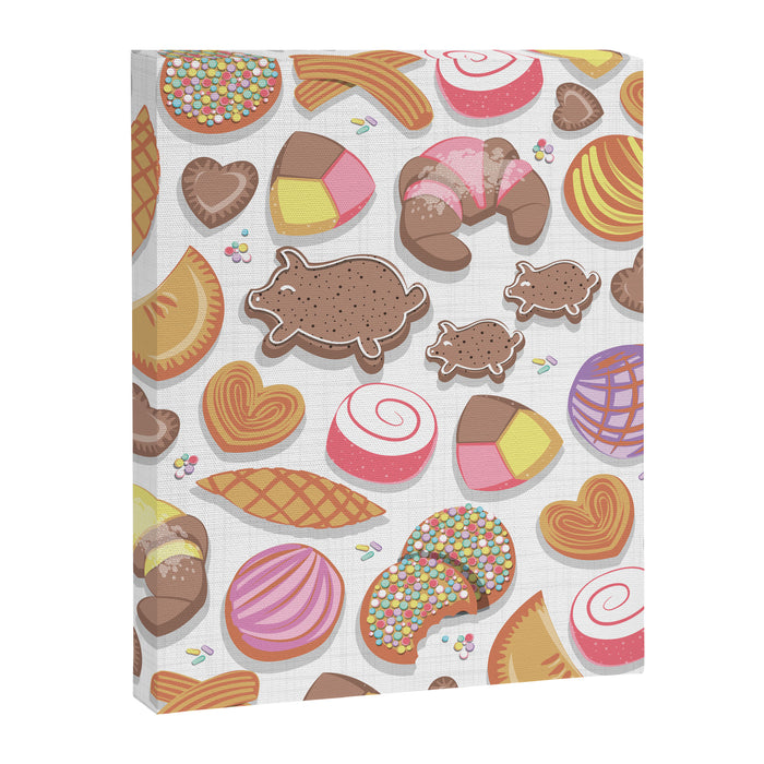 Mexican Sweet Bakery Frenzy // white background // pastel colors pan dulce Canvas Print Gallery Image 1