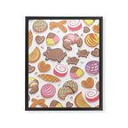 Mexican Sweet Bakery Frenzy // white background // pastel colors pan dulce Framed Canvas Print Gallery Image 8