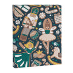 Nutcracker ballet gingerbread delicious biscuits // nile blue background beige forest and pine green sweet Christmas cookies Canvas Print Gallery Image 3