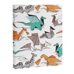 Origami dragon friends // white background aqua orange grey and taupe fantastic creatures Canvas Print Gallery Image 6