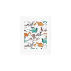 Origami dragon friends // white background aqua orange grey and taupe fantastic creatures Art Print Gallery Image 1