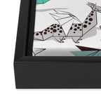 Origami dragon friends // white background aqua orange grey and taupe fantastic creatures Framed Canvas Print Gallery Image 3