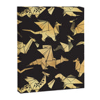 Origami metallic dragon friends // black background golden fantasy animals Canvas Print Gallery Image 6