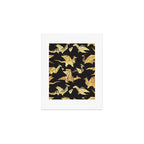 Origami metallic dragon friends // black background golden fantasy animals Art Print Gallery Image 1