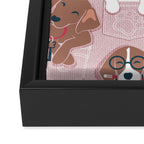 Pure love pockets I // blush pink background Dachshund Beagle Dalmatian Basset Hound Labrador Retriever Husky Welsh Corgi and Italian Greyhound dog puppies Framed Canvas Print Gallery Image 3