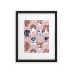 Pure love pockets I // blush pink background Dachshund Beagle Dalmatian Basset Hound Labrador Retriever Husky Welsh Corgi and Italian Greyhound dog puppies Framed Art Print Gallery Image 5