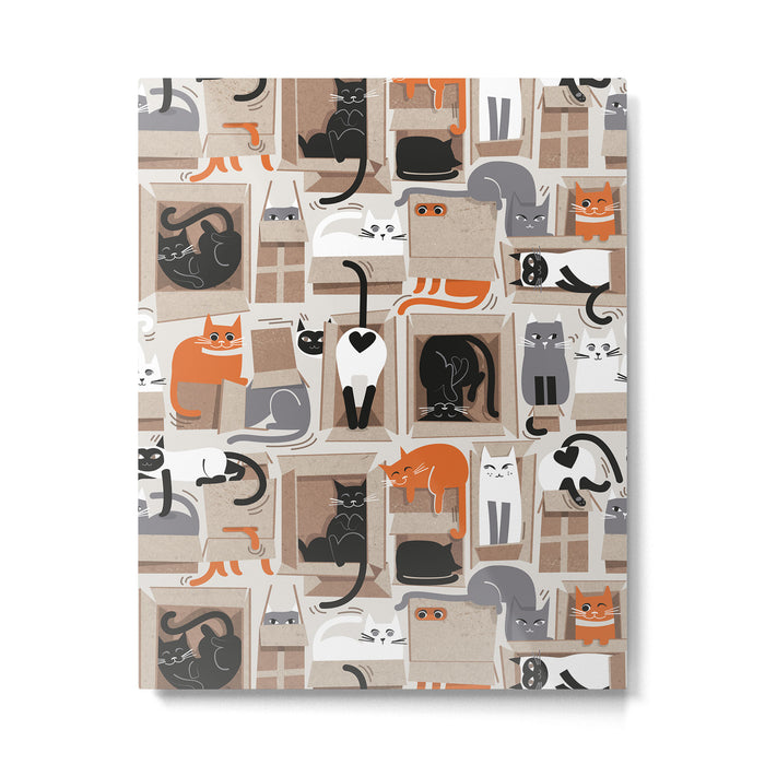 Purfect feline architecture // beige background cute cats in cardboard boxes Metal Print Gallery Image 1
