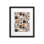 Purfect feline architecture // beige background cute cats in cardboard boxes Framed Art Print Gallery Image 5