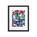 Rainbow bookshelf // navy blue background white shelf and library cats Framed Art Print Gallery Image 6