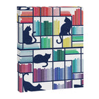 Rainbow bookshelf // white background navy blue shelf and library cats Canvas Print Gallery Image 8