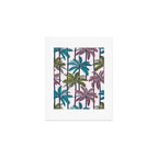 Retro Palm Springs vibes // white background highball green peacock blue and dry rose palm trees oxford navy blue lines Art Print Gallery Image 1