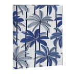 Retro Palm Springs vibes // white background highball indigo electric and pastel blue palm trees oxford navy blue lines Canvas Print Gallery Image 6