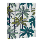 Retro Palm Springs vibes // white background highball sage and pine green palm trees oxford navy blue lines Canvas Print Gallery Image 6
