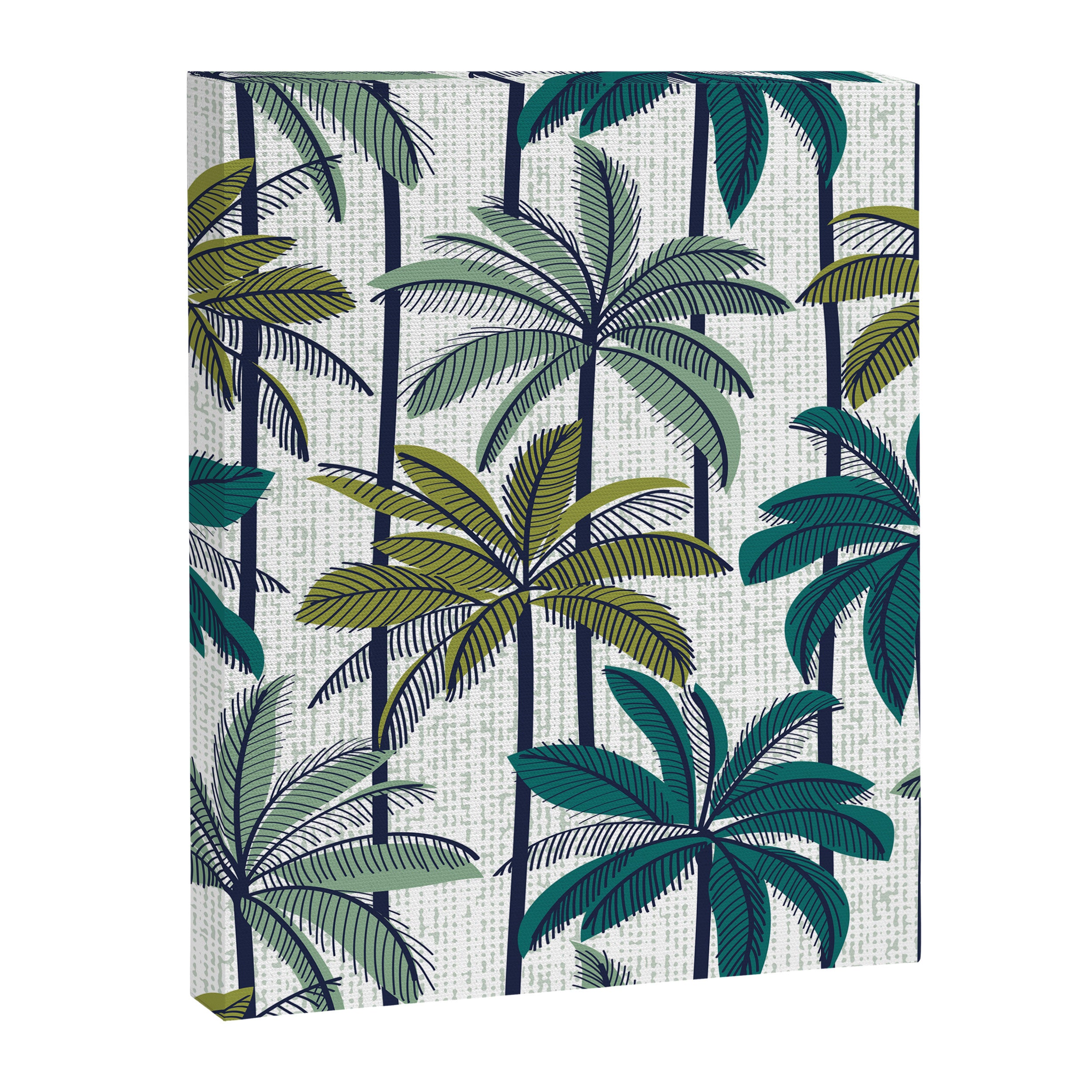 Retro Palm Springs vibes // white background highball sage and pine green palm trees oxford navy blue lines Canvas Print Gallery Image 6