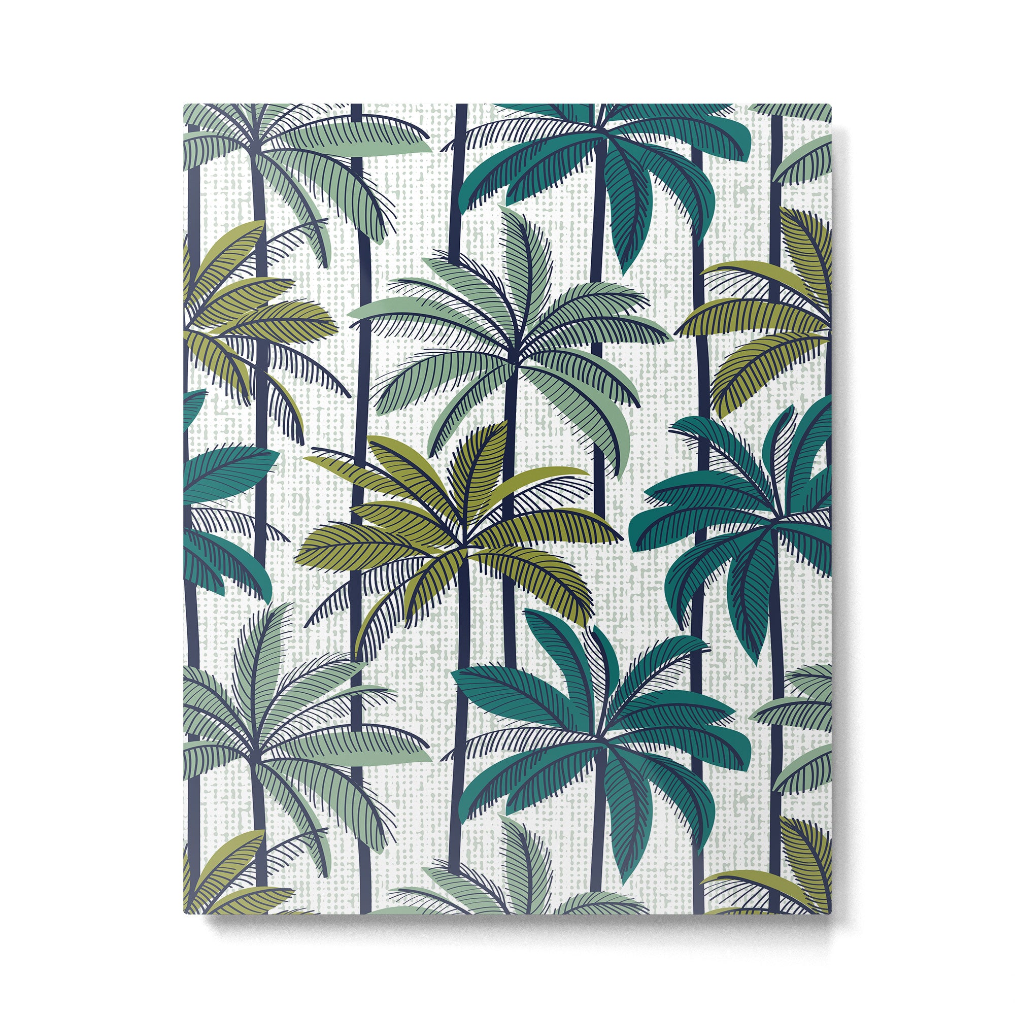 Retro Palm Springs vibes // white background highball sage and pine green palm trees oxford navy blue lines Metal Print Gallery Image 4