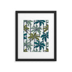 Retro Palm Springs vibes // white background highball sage and pine green palm trees oxford navy blue lines Framed Art Print Gallery Image 5