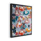 Summer pool pawty // pastel blue background dog breeds in vacations playing on swimming pool floats // Labrador beagle dachshund jack Russell Dalmatian welsh corgi pug greyhound basset hound husky  Framed Canvas Print Gallery Image 2