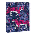 Tigers in a tiger lily garden // textured navy blue background fuchsia pink wild animals very peri flowers Canvas Print Gallery Image 6