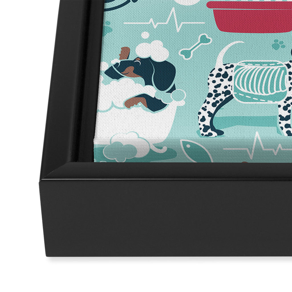 Veterinary medicine, happy and healthy friends // aqua background Framed Canvas Print Gallery Image 3