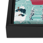 Veterinary medicine, happy and healthy friends // aqua background Framed Canvas Print Gallery Image 3