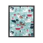 Veterinary medicine, happy and healthy friends // aqua background Framed Canvas Print Gallery Image 8