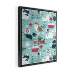 Veterinary medicine, happy and healthy friends // aqua background Framed Canvas Print Gallery Image 2